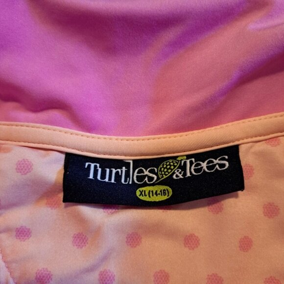 Turtles & Tees girls size XL 14/16 pink & peach polo top, VGUC - Picture 2 of 5